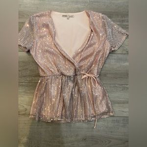 Beautiful sparkly Blush/Pink Shirt rhinestones top